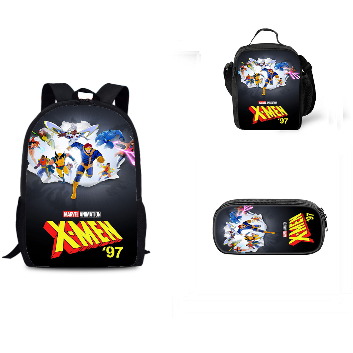 X-Men 97 Season 1 Schoolbag Backpack Lunch Bag Pencil Case 3pcs Set Gift for Kids Students