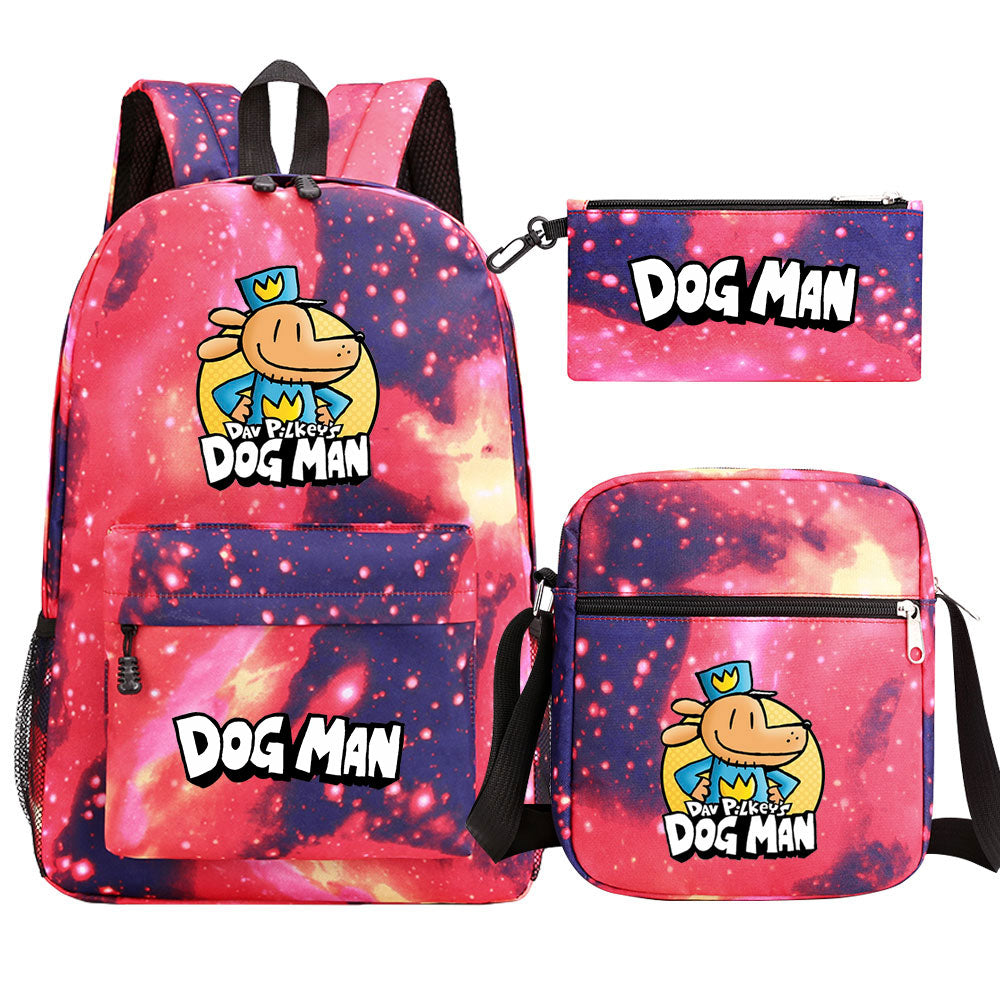 Dog Man School Bag Backpack Shoulder Bag Book Pencil Bags  3pcs Set
