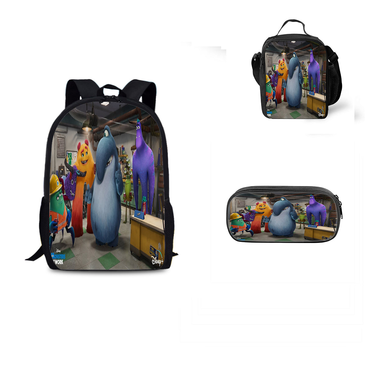 Monster at Work Schoolbag Backpack Lunch Bag Pencil Case 3pcs Set Gift for Kids Students