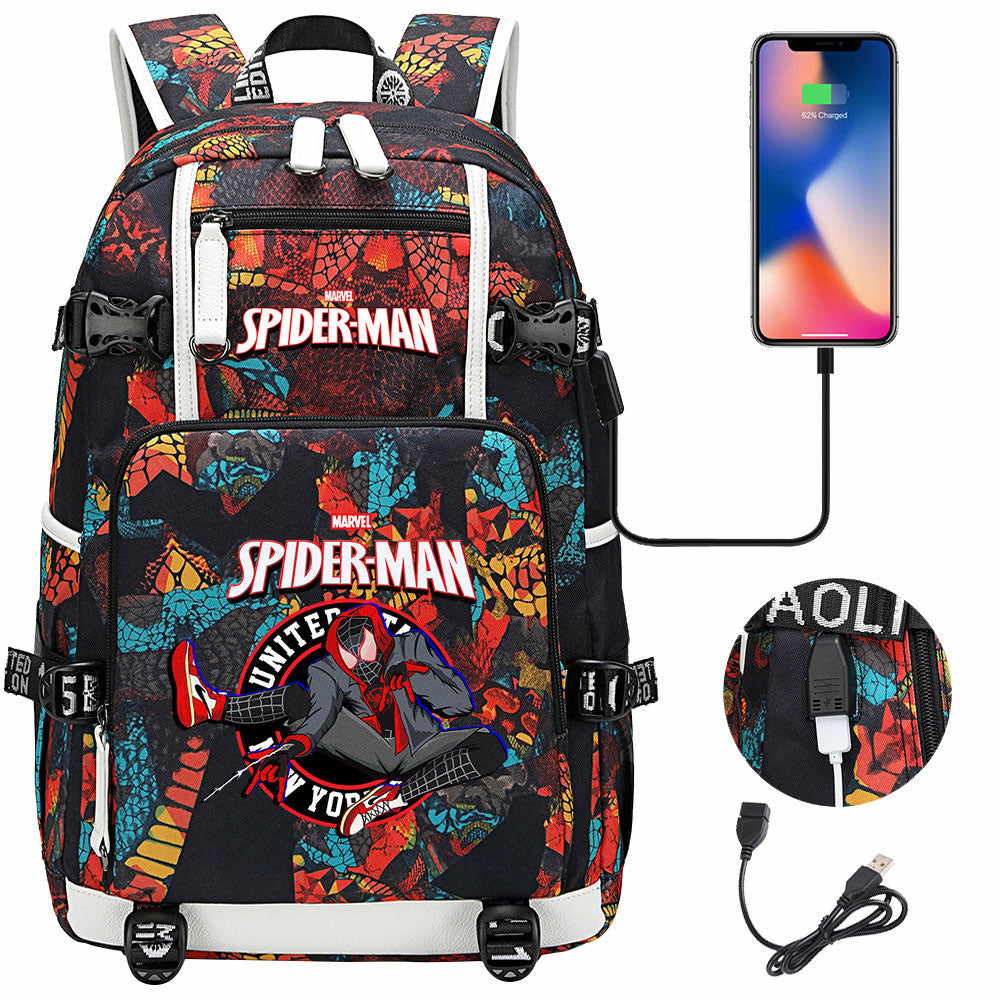 Spider Man Across the Spider Verse USB Charging Backpack School NoteBook Laptop Travel Bags