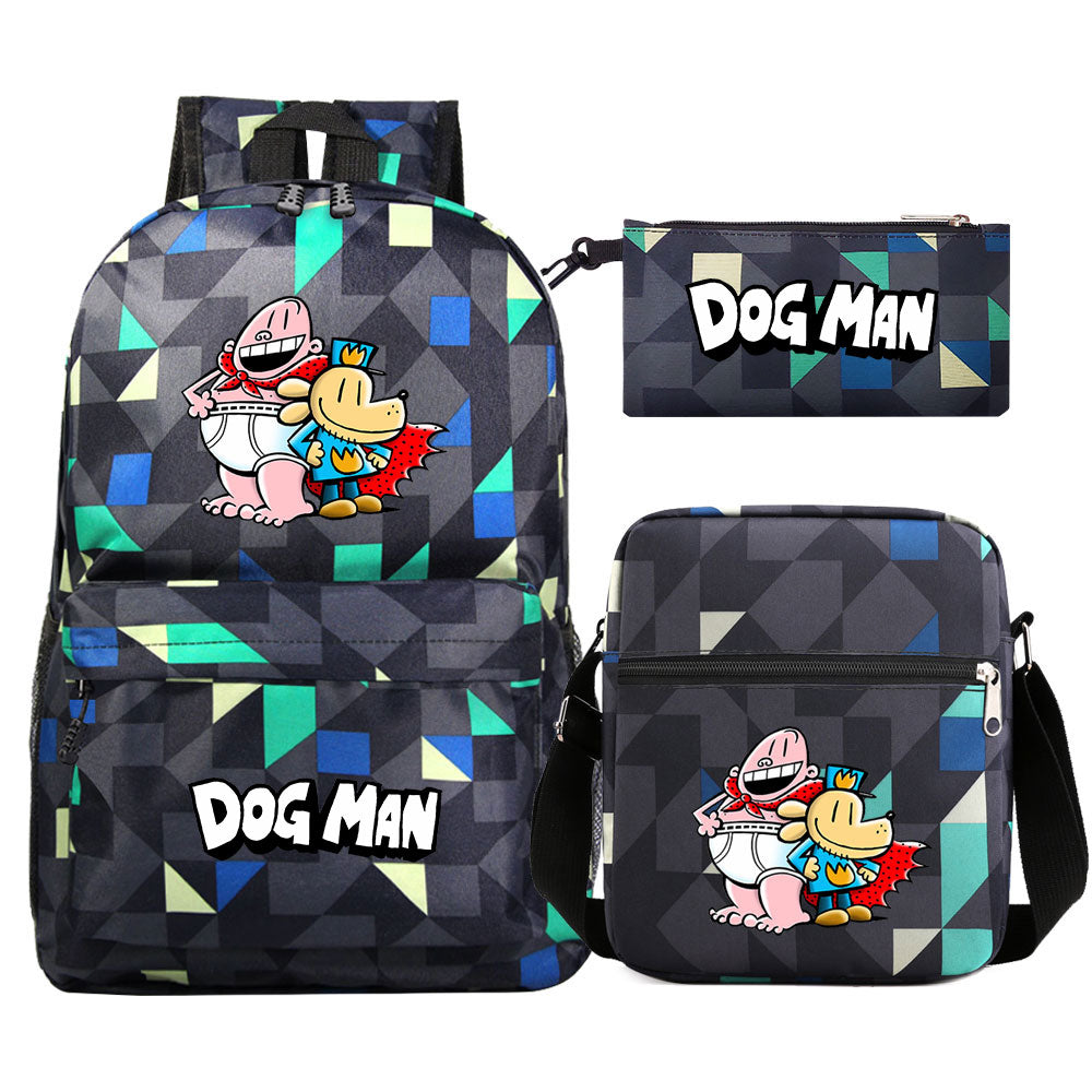 Dog Man School Bag Backpack Shoulder Bag Book Pencil Bags  3pcs Set