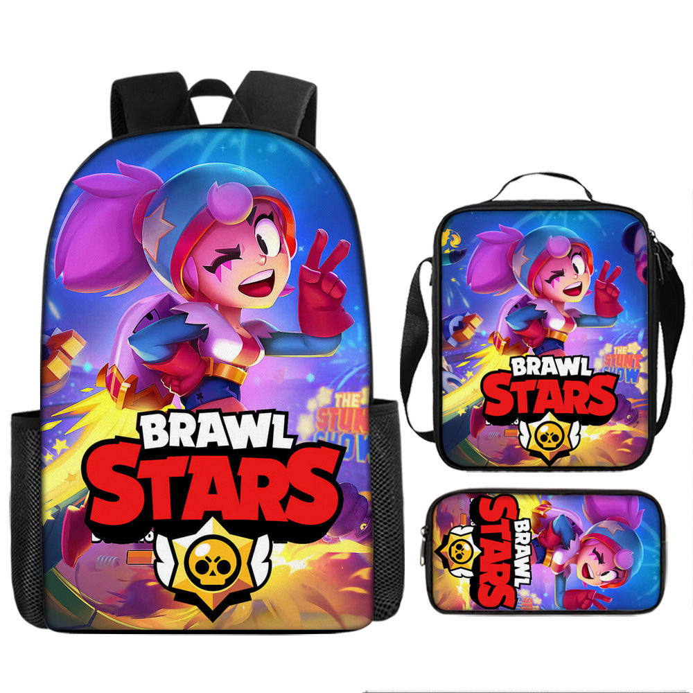 Brawl Stars Schoolbag Backpack Lunch Bag Pencil Case 3pcs Set Gift for Kids Students