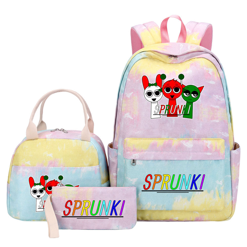 Sprunki Pink Starry Sky SchoolBag Backpack Lunch Box Bag Book Pencil Bags 3pcs Set