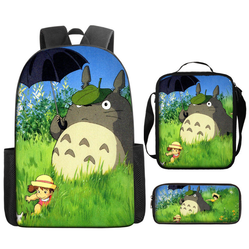 My Neighbor Totoro Schoolbag Backpack Lunch Bag Pencil Case 3pcs Set Gift for Kids Students