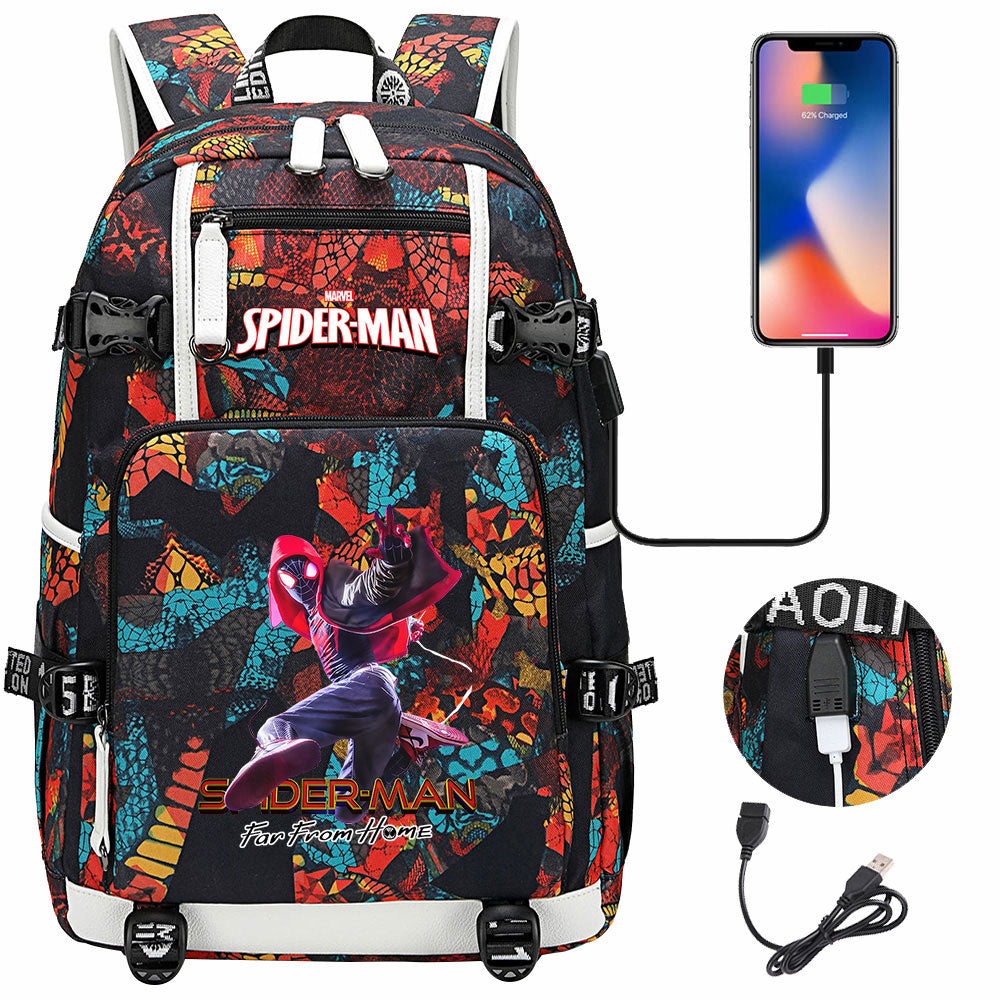 Spider Man Across the Spider Verse USB Charging Backpack School NoteBook Laptop Travel Bags