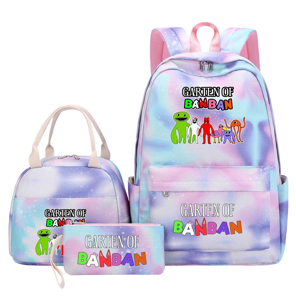 Garten of Banban Pink Starry Sky SchoolBag Backpack Lunch Box Bag Book Pencil Bags  3pcs Set