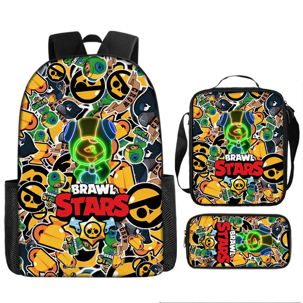 Brawl Stars Schoolbag Backpack Lunch Bag Pencil Case 3pcs Set Gift for Kids Students