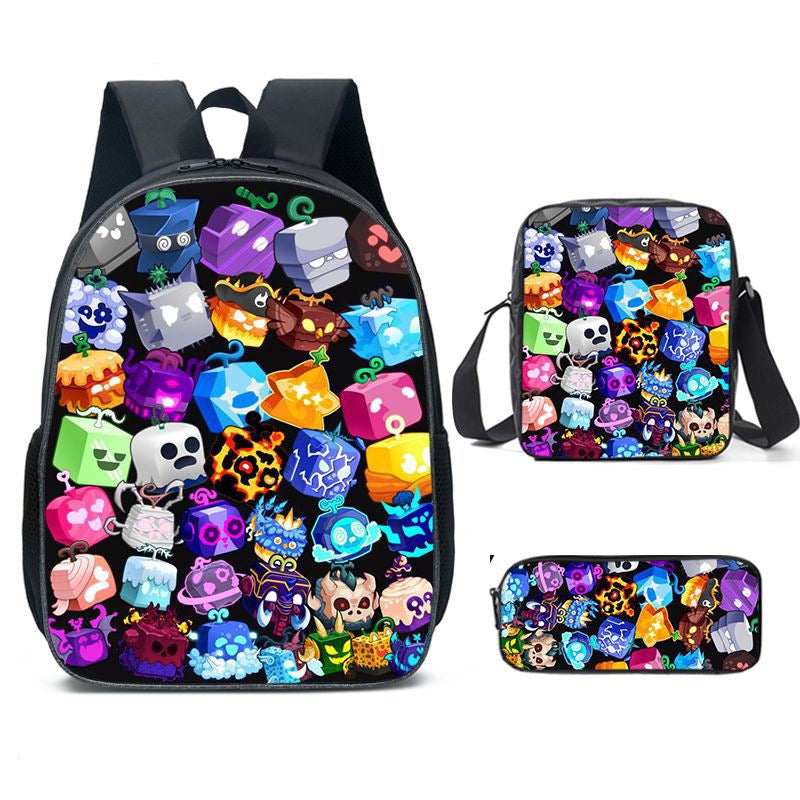 Blox Fruits Schoolbag Backpack Lunch Bag Pencil Case 3pcs Set Gift for Kids Students