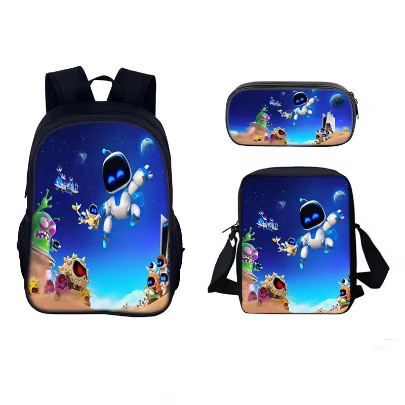 Astro Bot Schoolbag Backpack Lunch Bag Pencil Case 3pcs Set Gift for Kids Students