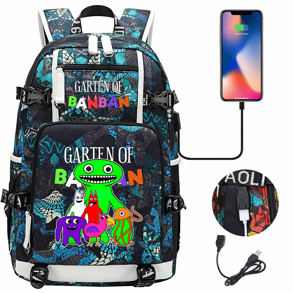 Garten of Banban USB Charging Backpack School NoteBook Laptop Travel Bags