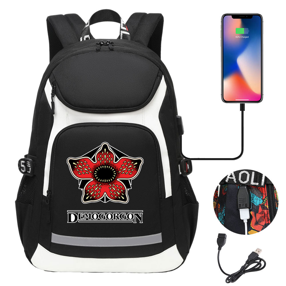Strangers Things The Demogorgon USB Charging Backpack School NoteBook Laptop Travel Bags