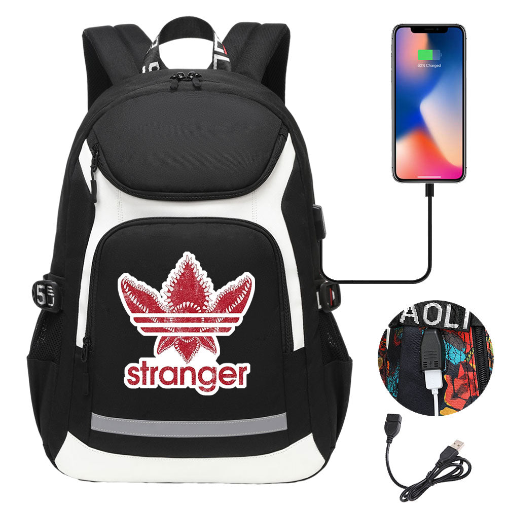 Strangers Things The Demogorgon USB Charging Backpack School NoteBook Laptop Travel Bags