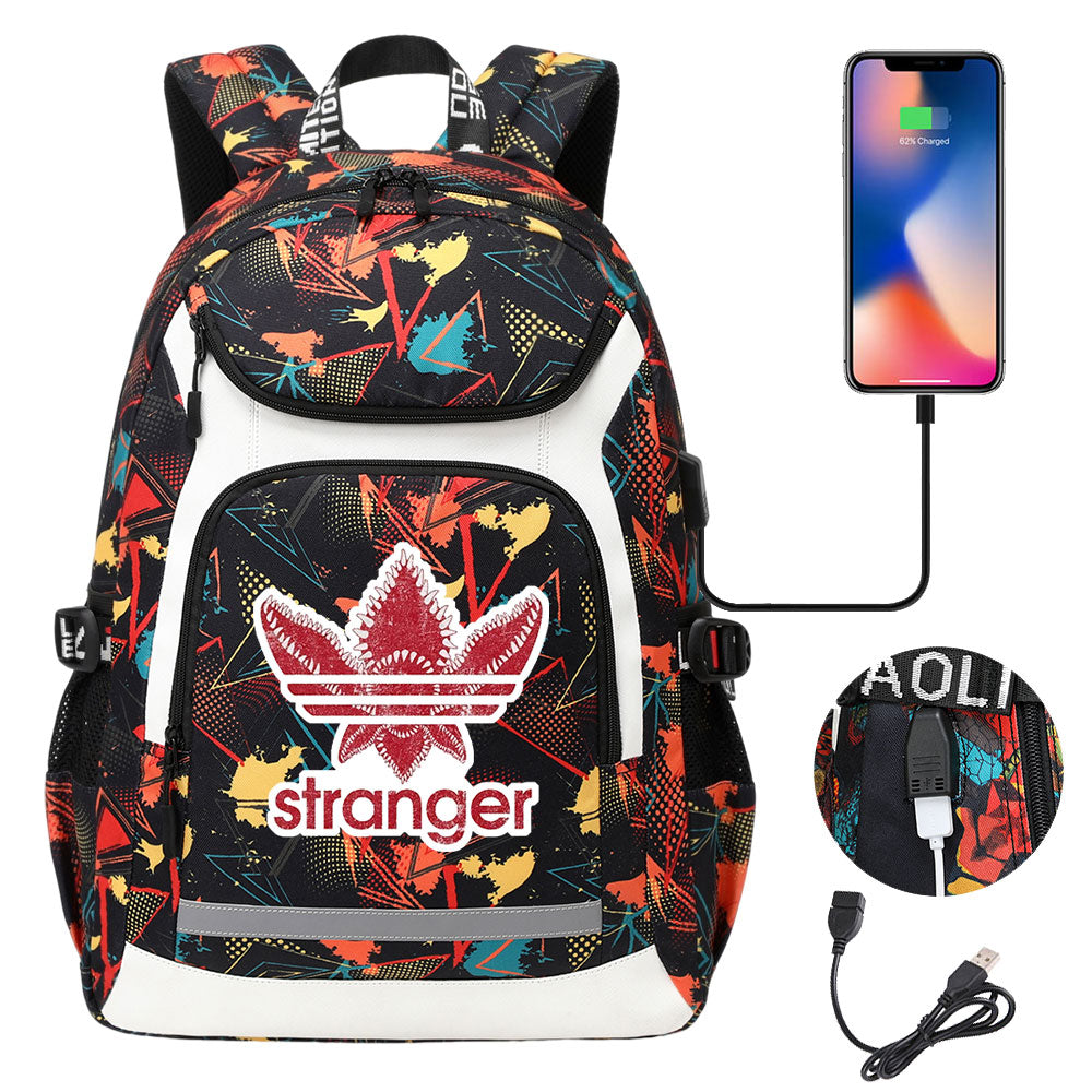 Strangers Things The Demogorgon USB Charging Backpack School NoteBook Laptop Travel Bags