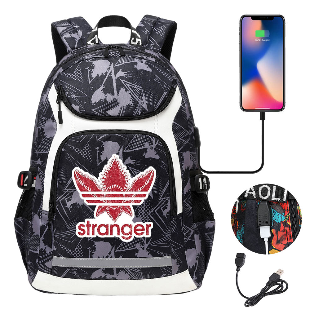 Strangers Things The Demogorgon USB Charging Backpack School NoteBook Laptop Travel Bags
