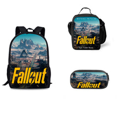 Fallout Schoolbag Backpack Lunch Bag Pencil Case 3pcs Set Gift for Kids Students