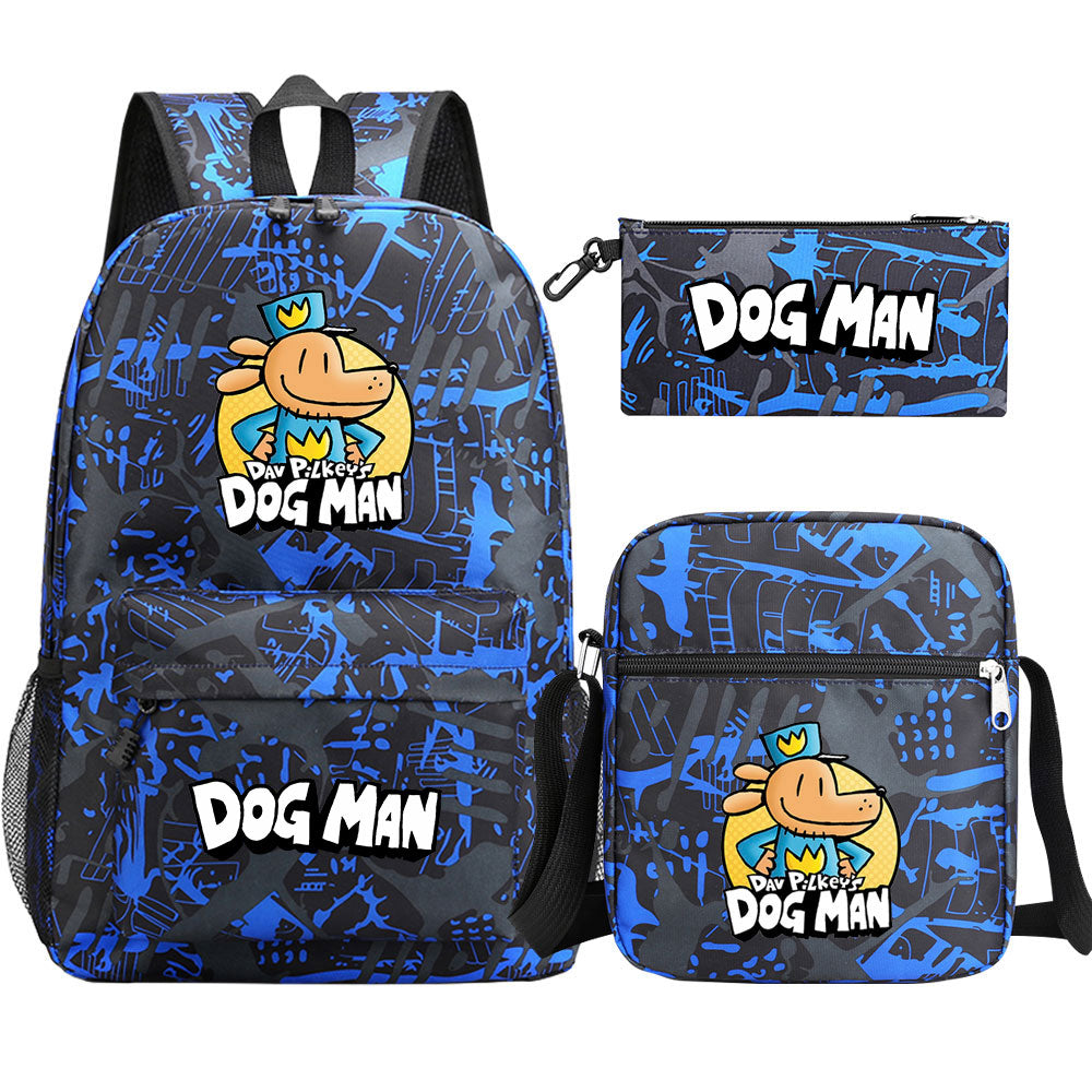 Dog Man School Bag Backpack Shoulder Bag Book Pencil Bags  3pcs Set
