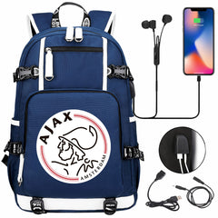 Amsterdamsche Football Club USB Charging Backpack School NoteBook Laptop Travel Bags