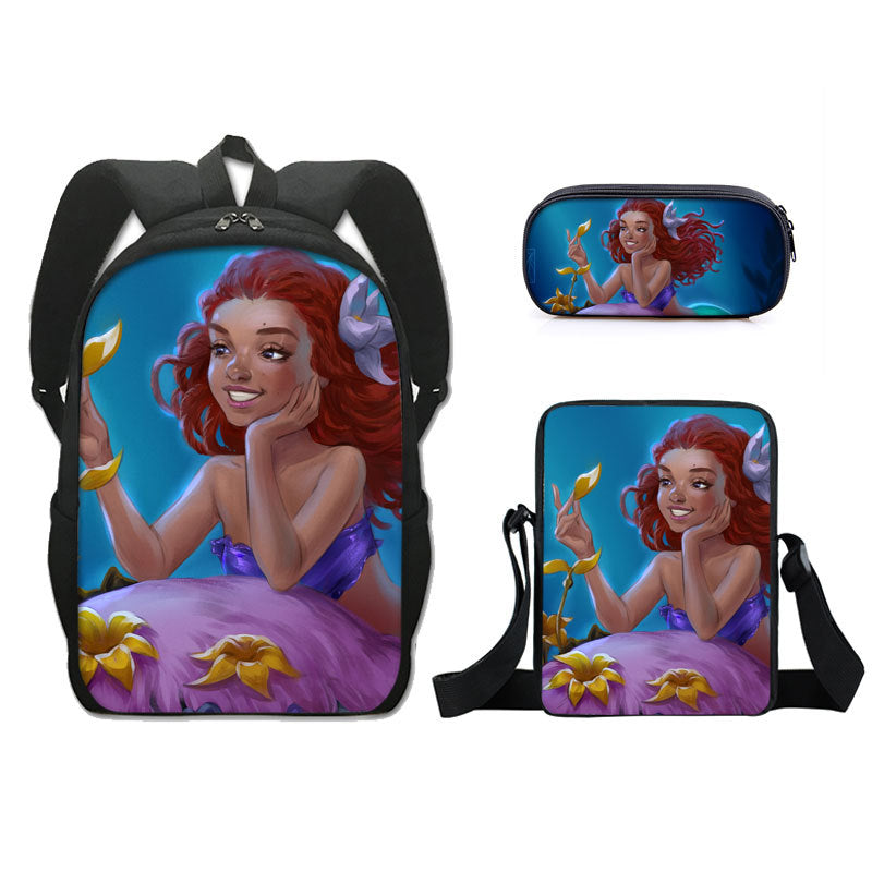 The Little Mermaid  Schoolbag Backpack Lunch Bag Pencil Case 3pcs Set Gift for Kids Students