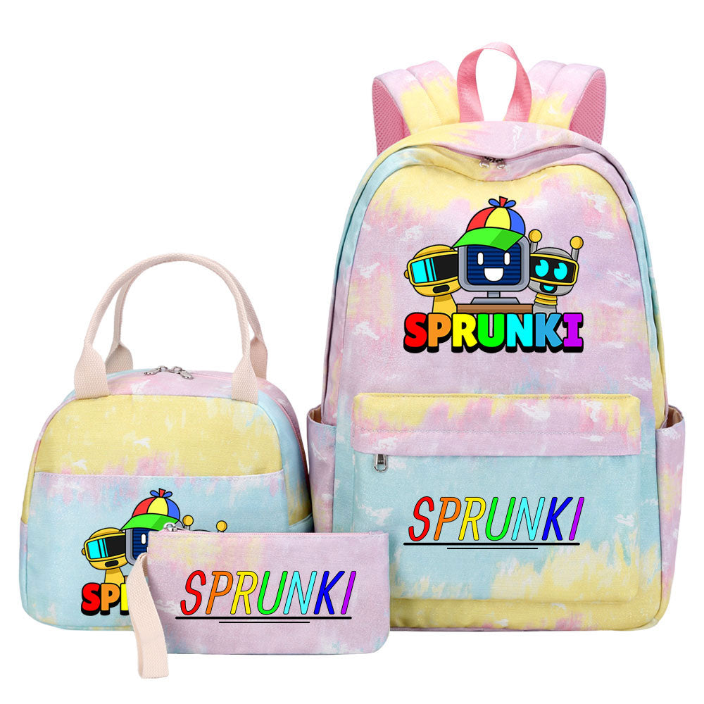 Sprunki Pink Starry Sky SchoolBag Backpack Lunch Box Bag Book Pencil Bags 3pcs Set