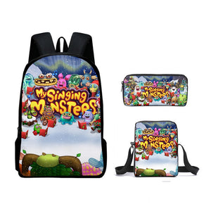 My Singing Monsters Schoolbag Backpack Lunch Bag Pencil Case 3pcs Set Gift for Kids Students