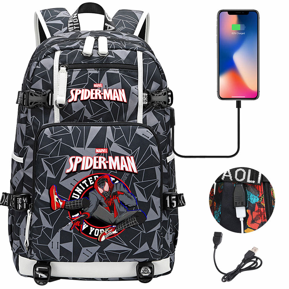 Spider Man Across the Spider Verse USB Charging Backpack School NoteBook Laptop Travel Bags
