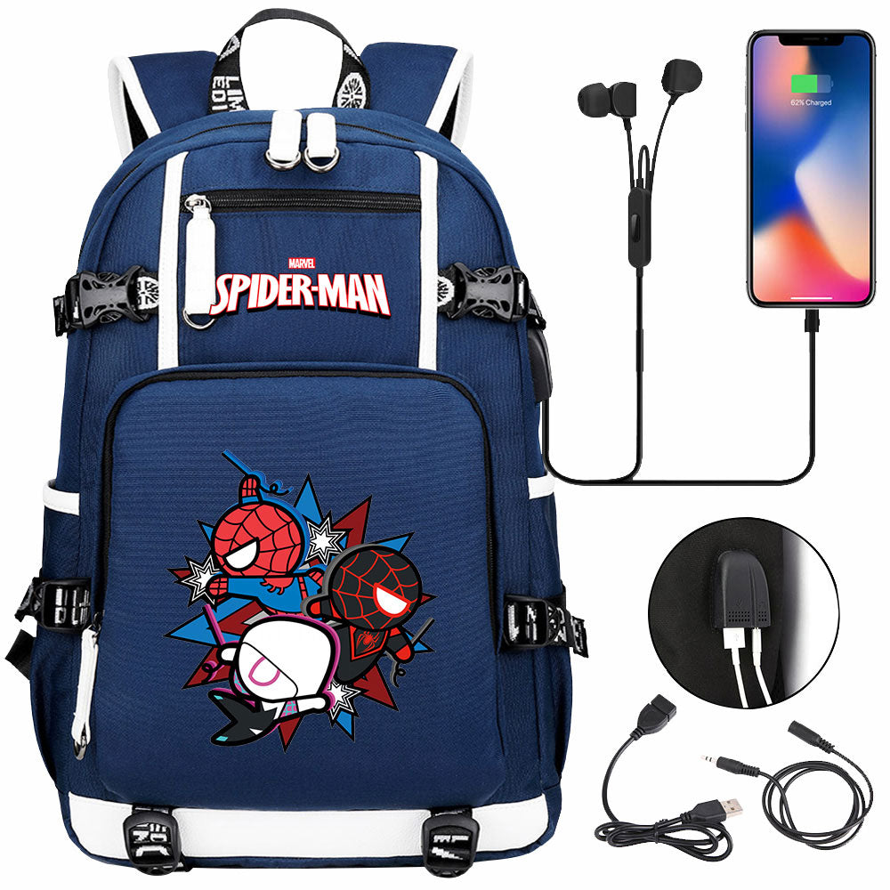 Spider Man Across the Spider Verse USB Charging Backpack School NoteBook Laptop Travel Bags