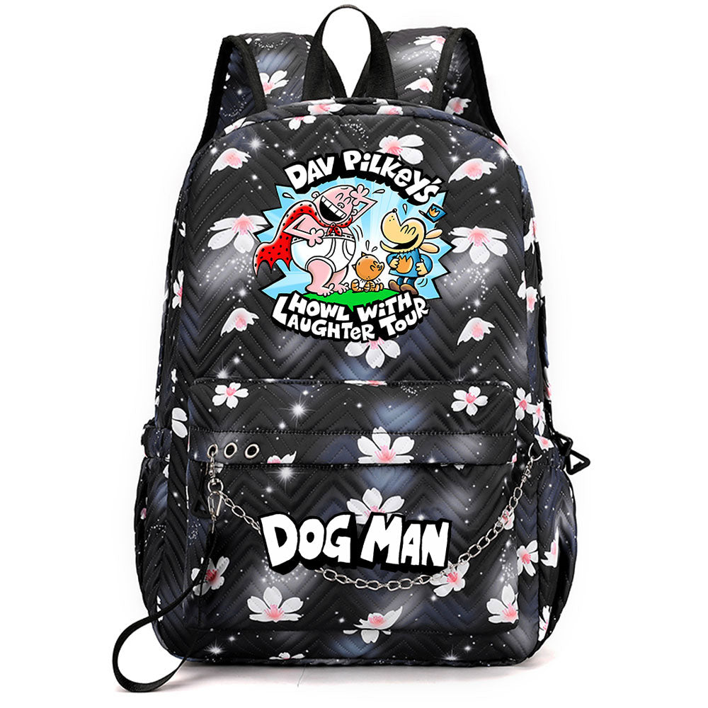 Dog Man USB Charging Backpack Shoolbag Notebook Bag Gifts for Kids Students