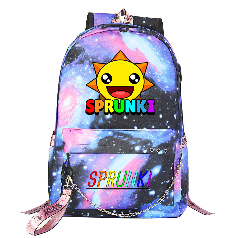 Sprunki USB Charging Backpack Shoolbag Notebook Bag Gifts for Kids Students
