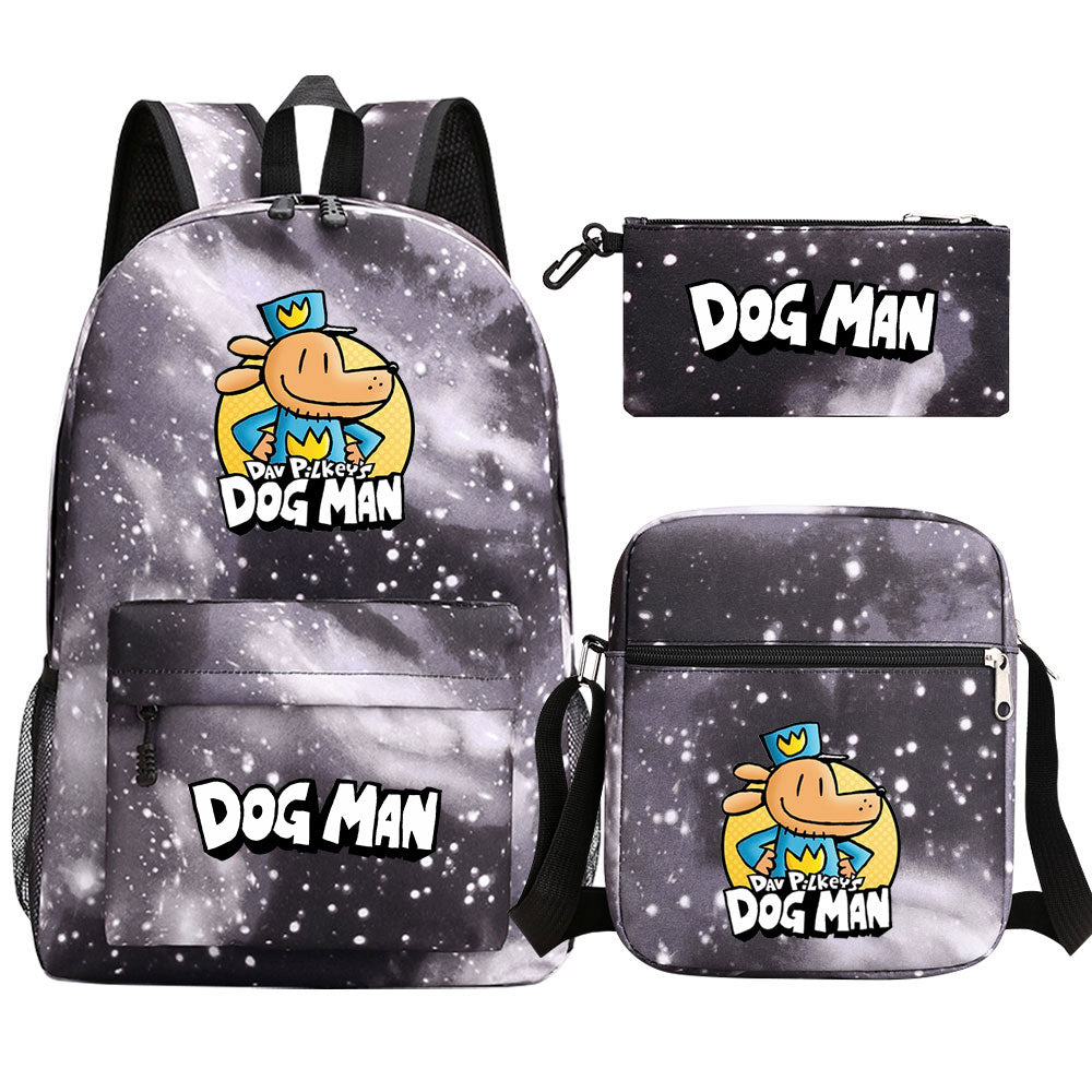 Dog Man School Bag Backpack Shoulder Bag Book Pencil Bags  3pcs Set