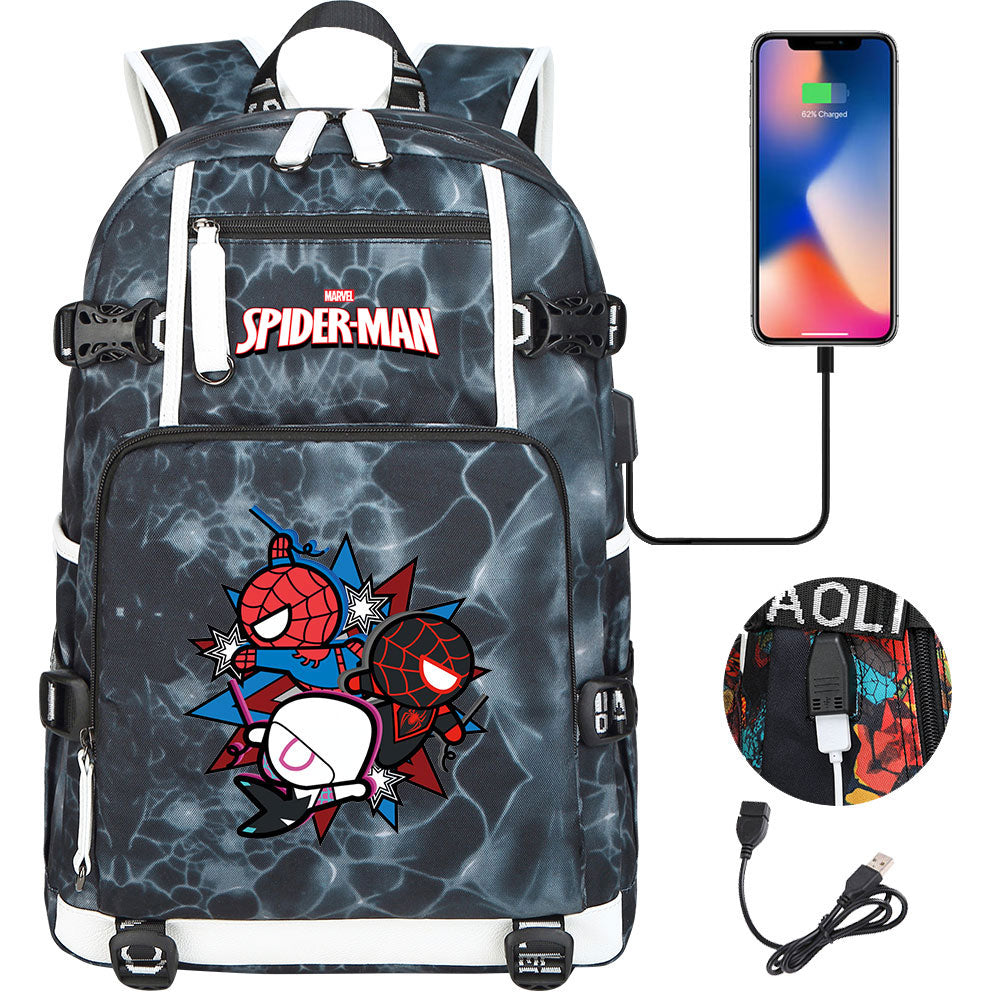 Spider Man Across the Spider Verse USB Charging Backpack School NoteBook Laptop Travel Bags