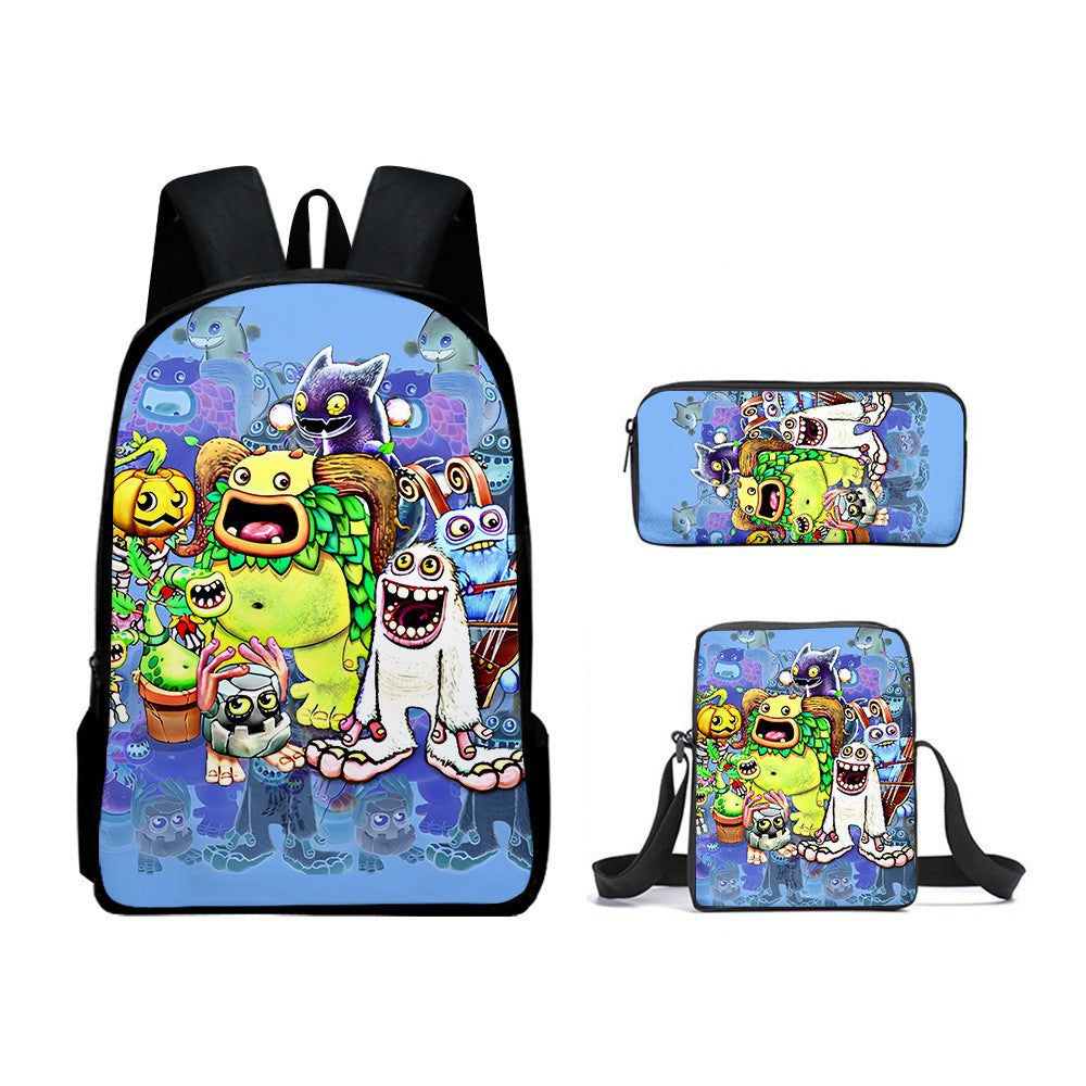 My Singing Monsters Schoolbag Backpack Lunch Bag Pencil Case 3pcs Set Gift for Kids Students