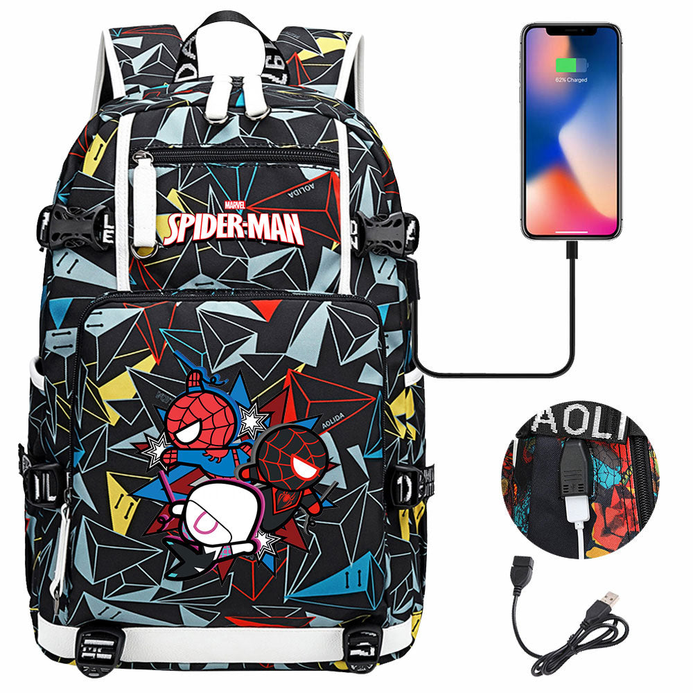 Spider Man Across the Spider Verse USB Charging Backpack School NoteBook Laptop Travel Bags