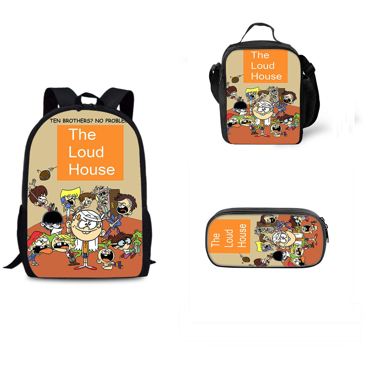 The Loud House Schoolbag Backpack Lunch Bag Pencil Case 3pcs Set Gift for Kids Students