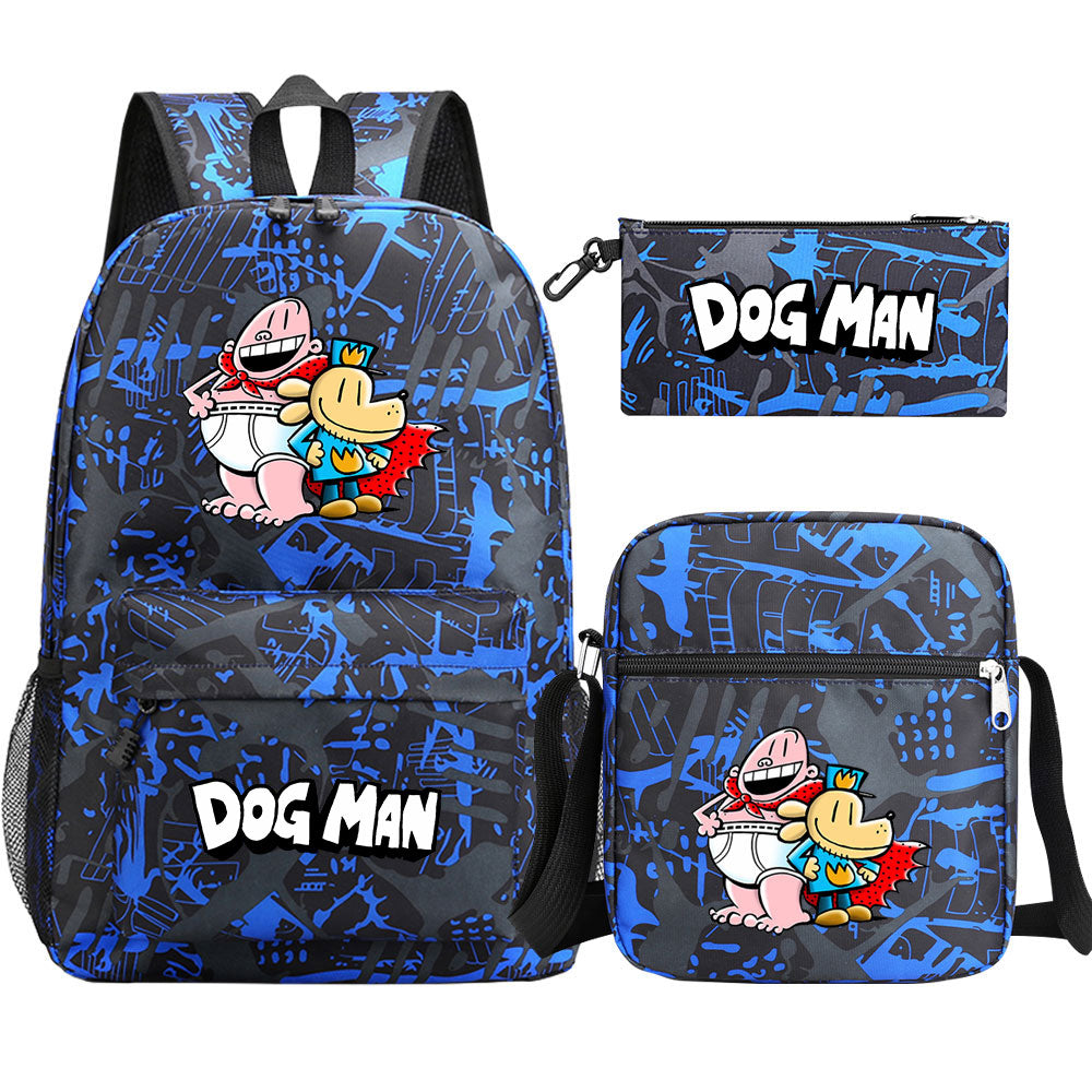 Dog Man School Bag Backpack Shoulder Bag Book Pencil Bags  3pcs Set