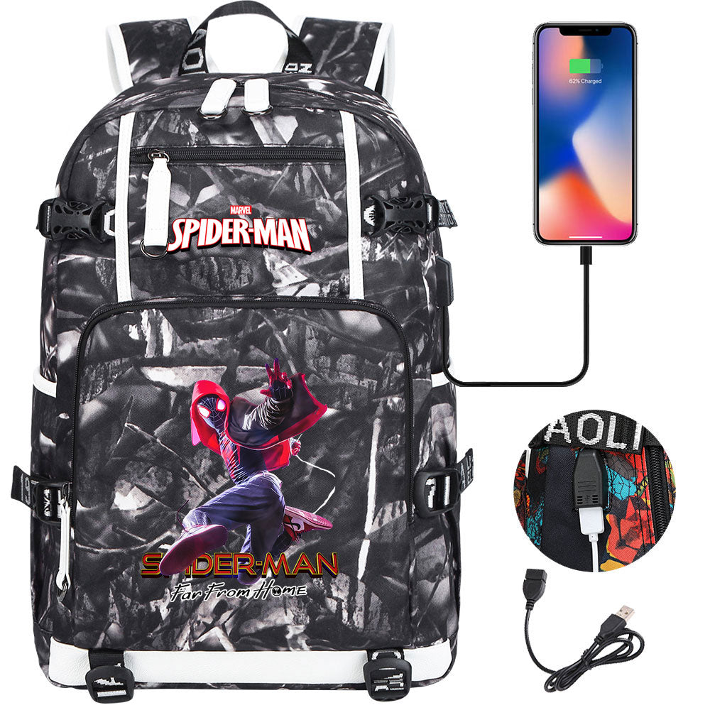 Spider Man Across the Spider Verse USB Charging Backpack School NoteBook Laptop Travel Bags