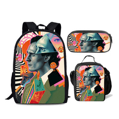 Loki Superhero Schoolbag Backpack Lunch Bag Pencil Case 3pcs Set Gift for Kids Students