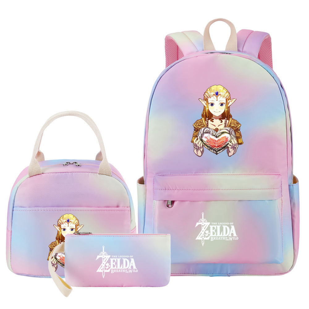 Zelda Pink Starry Sky SchoolBag Backpack Lunch Box Bag Book Pencil Bags 3pcs Set