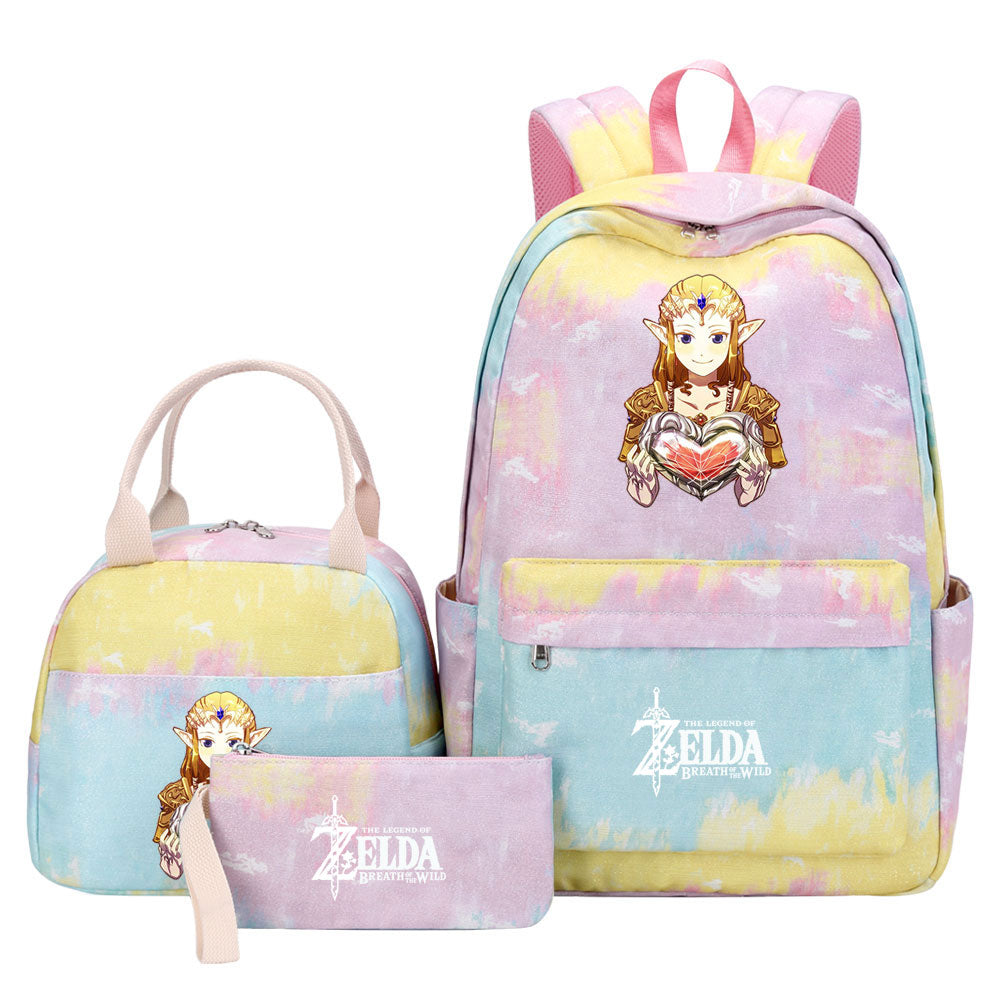 Zelda Pink Starry Sky SchoolBag Backpack Lunch Box Bag Book Pencil Bags 3pcs Set