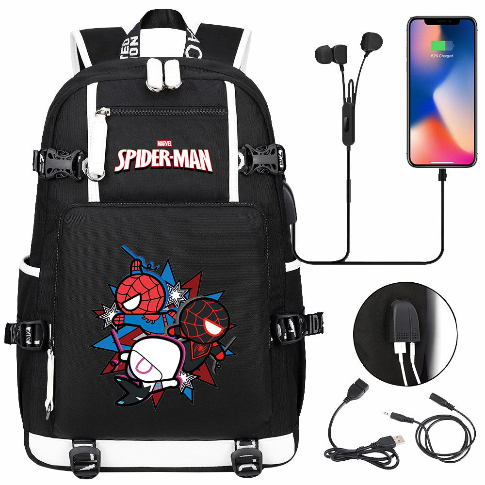 Spider Man Across the Spider Verse USB Charging Backpack School NoteBook Laptop Travel Bags