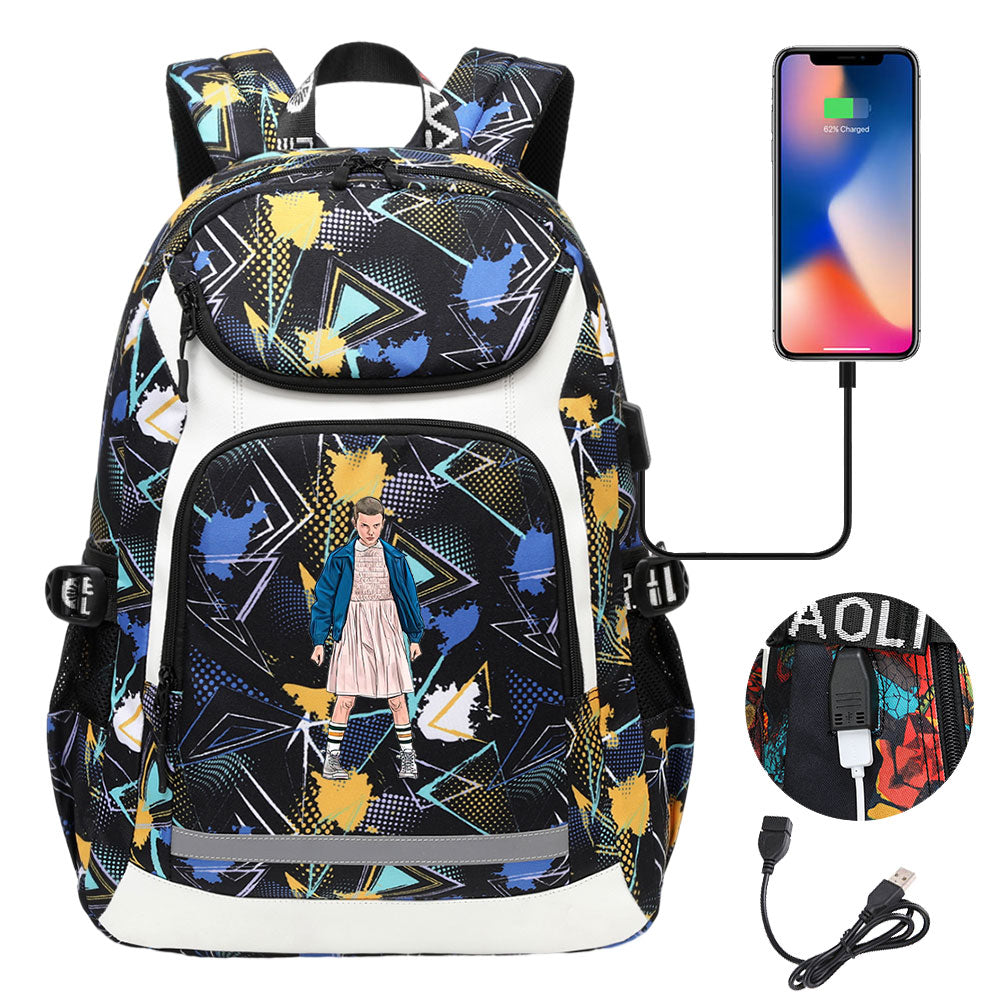 Strangers Things El USB Charging Backpack School NoteBook Laptop Travel Bags