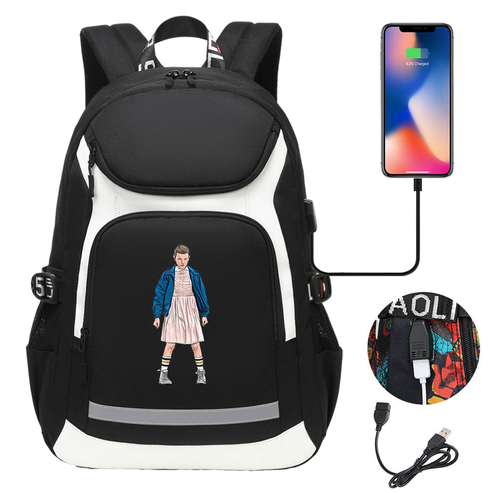 Strangers Things El USB Charging Backpack School NoteBook Laptop Travel Bags