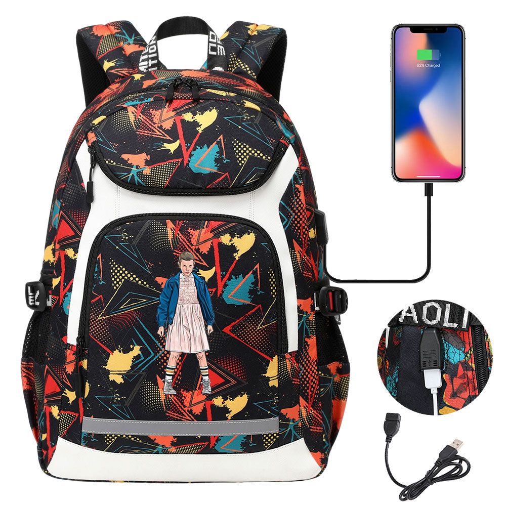 Strangers Things El USB Charging Backpack School NoteBook Laptop Travel Bags