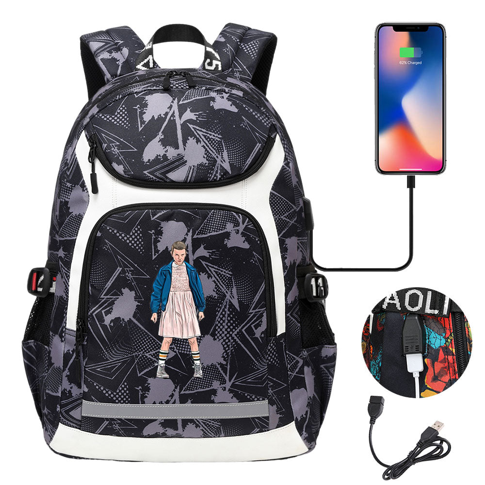 Strangers Things El USB Charging Backpack School NoteBook Laptop Travel Bags