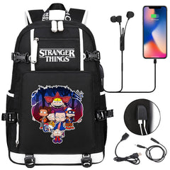 Strangers Things Cartoon USB Charging Backpack School NoteBook Laptop Travel Bags