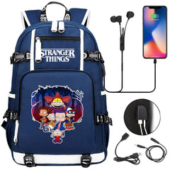 Strangers Things Cartoon USB Charging Backpack School NoteBook Laptop Travel Bags