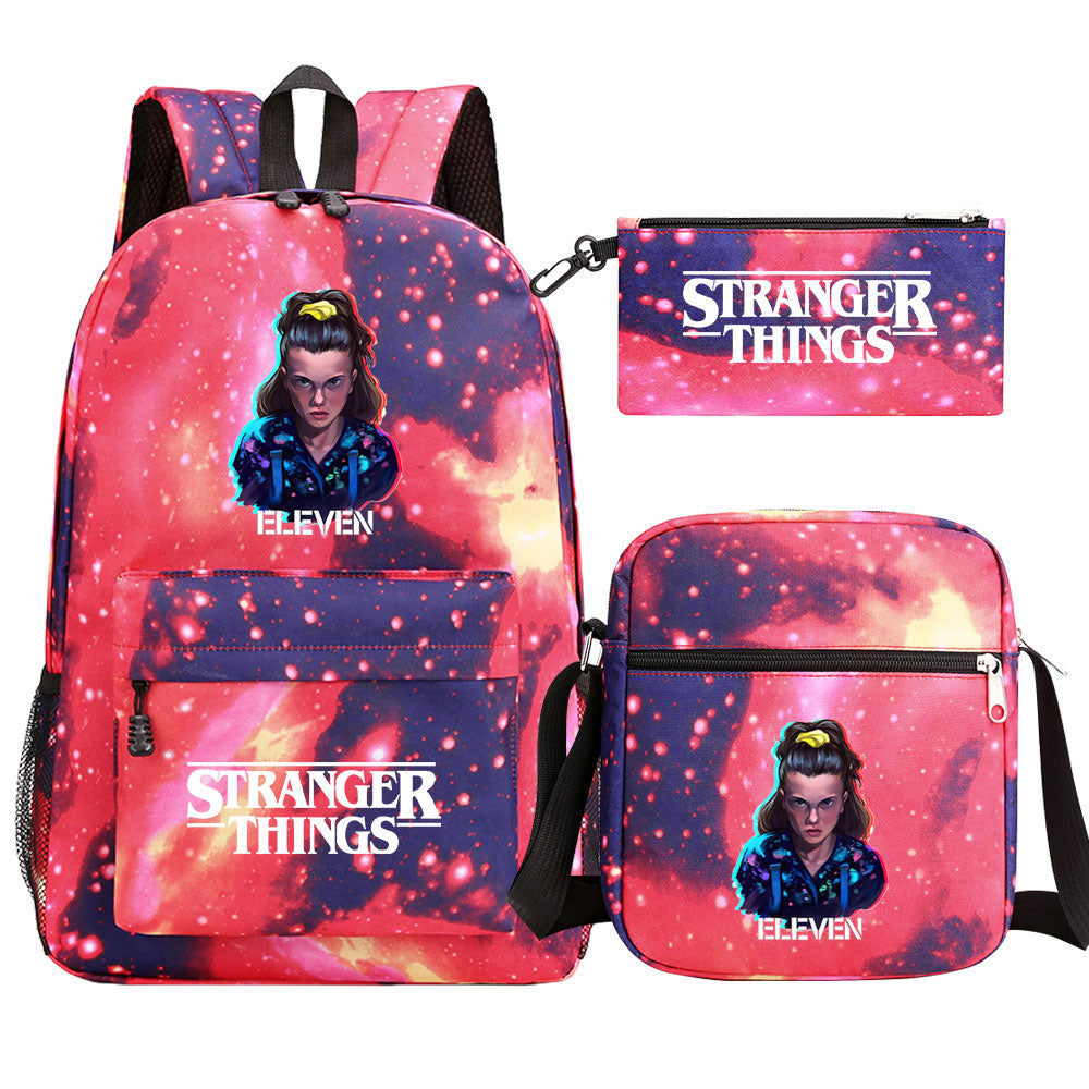Strangers Things El SchoolBag Backpack Shoulder Bag Book Pencil Bags 3pcs Set