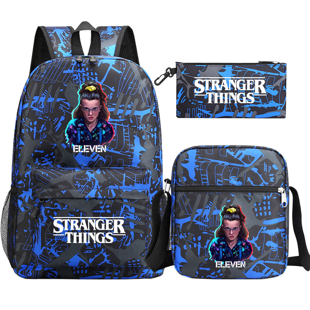 Strangers Things El SchoolBag Backpack Shoulder Bag Book Pencil Bags 3pcs Set