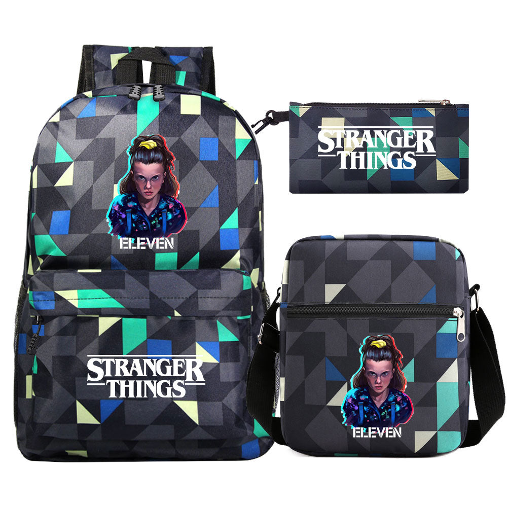 Strangers Things El SchoolBag Backpack Shoulder Bag Book Pencil Bags 3pcs Set