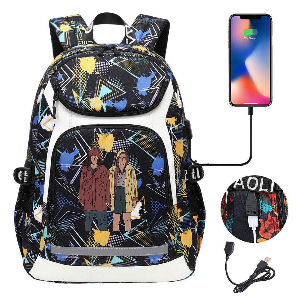 Strangers Things Max Mayfield USB Charging Backpack School NoteBook Laptop Travel Bags