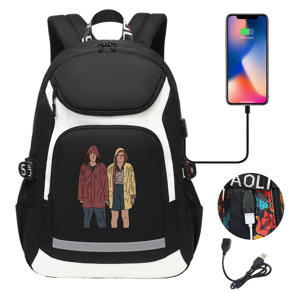 Strangers Things Max Mayfield USB Charging Backpack School NoteBook Laptop Travel Bags